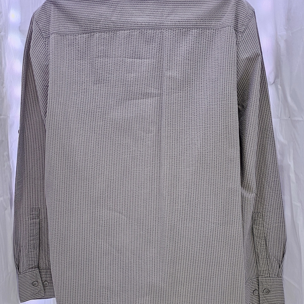 Calvin Klein 100% Cotton Long Sleeve Men's  Dress Shirt Regular Fit, L Gray, TS5 - Picture 2 of 5